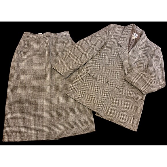 Koret Wool Blend 2 Piece Skirt Suit Vintage Womens Size 10 - 12 Gray Plaid - Picture 1 of 14